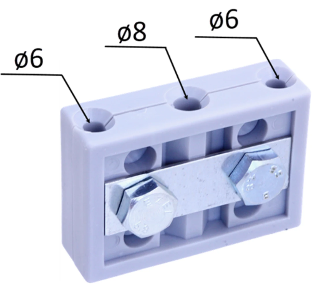Wire rope guide insert, 3 ropes ø6-8-6mm, HxB=56x80mm