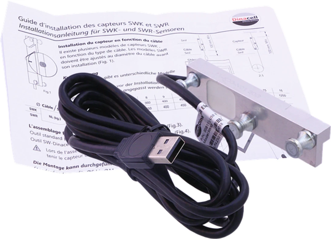 Overload sensor, Dinacell SWK, 8mm rope, 2 m cable with USB-connector
