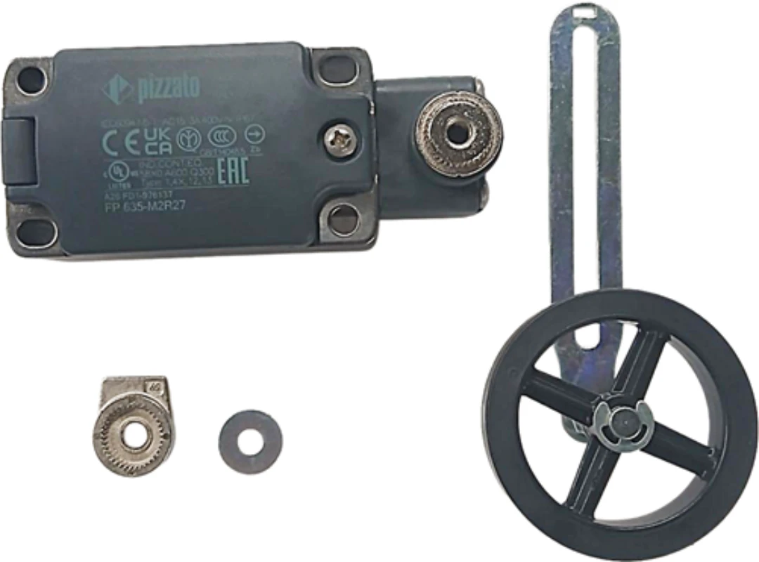Limit switch, Pizzato, FP635-M2R27, lever+rubber roller ø50mm, adjust.