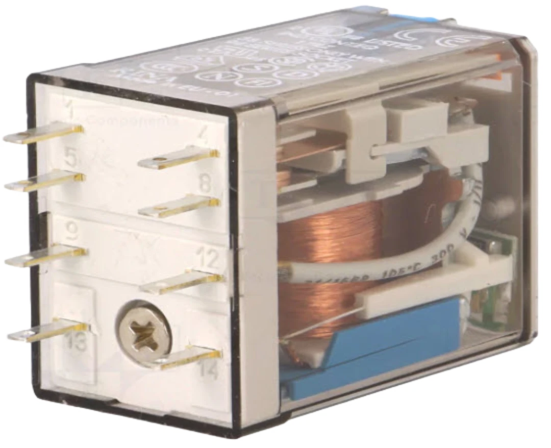 Relay, Finder, 8-pin, 2CO-contacts, 10A, 24VDC, Type 55.32