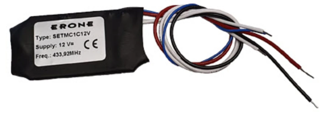 Universal transmitter, CDVI, 12VDC, completion of exist. button