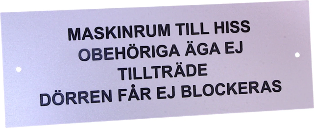 Sign, Machine room (Swe), 75x210mm, Aluminium
