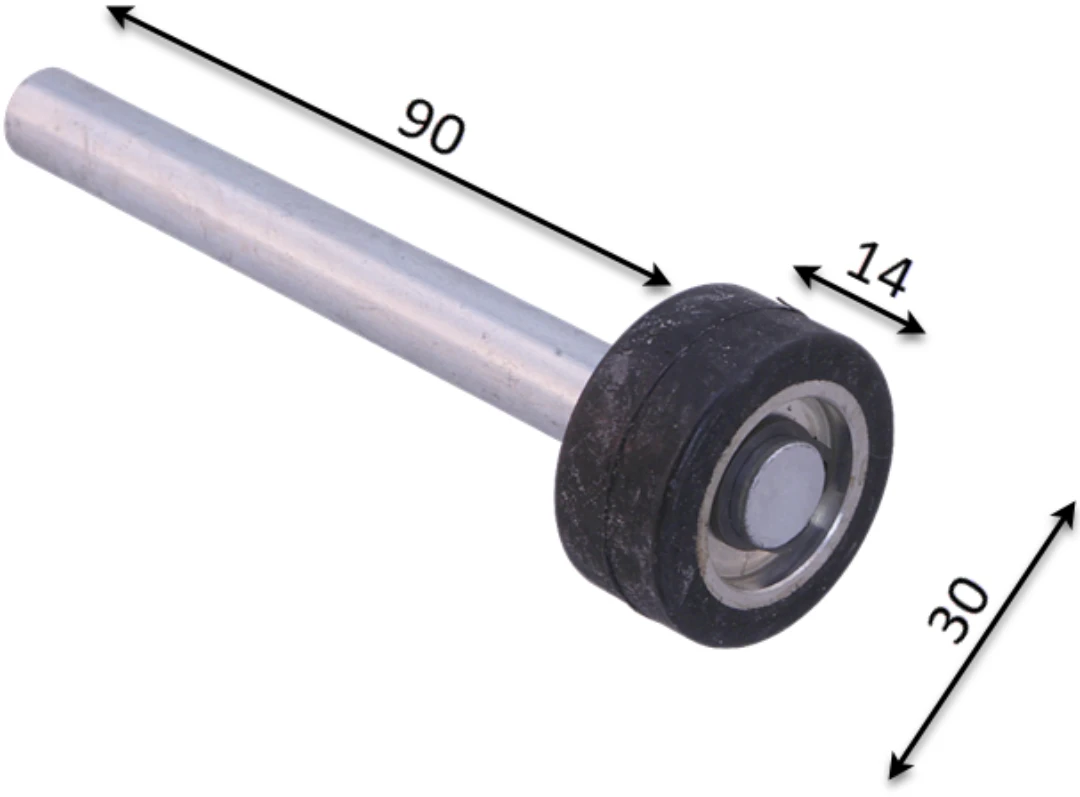 Lock roller with shaft, 10x100mm, 30mm roller