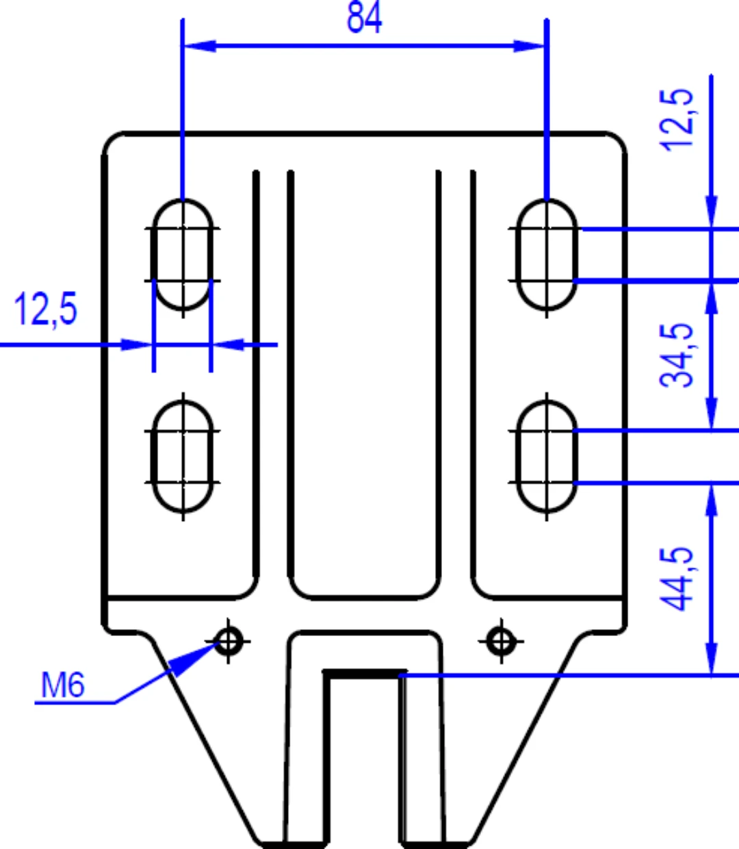 Guide shoe housing Aluminium, angled, HxWxD=180x120x164mm