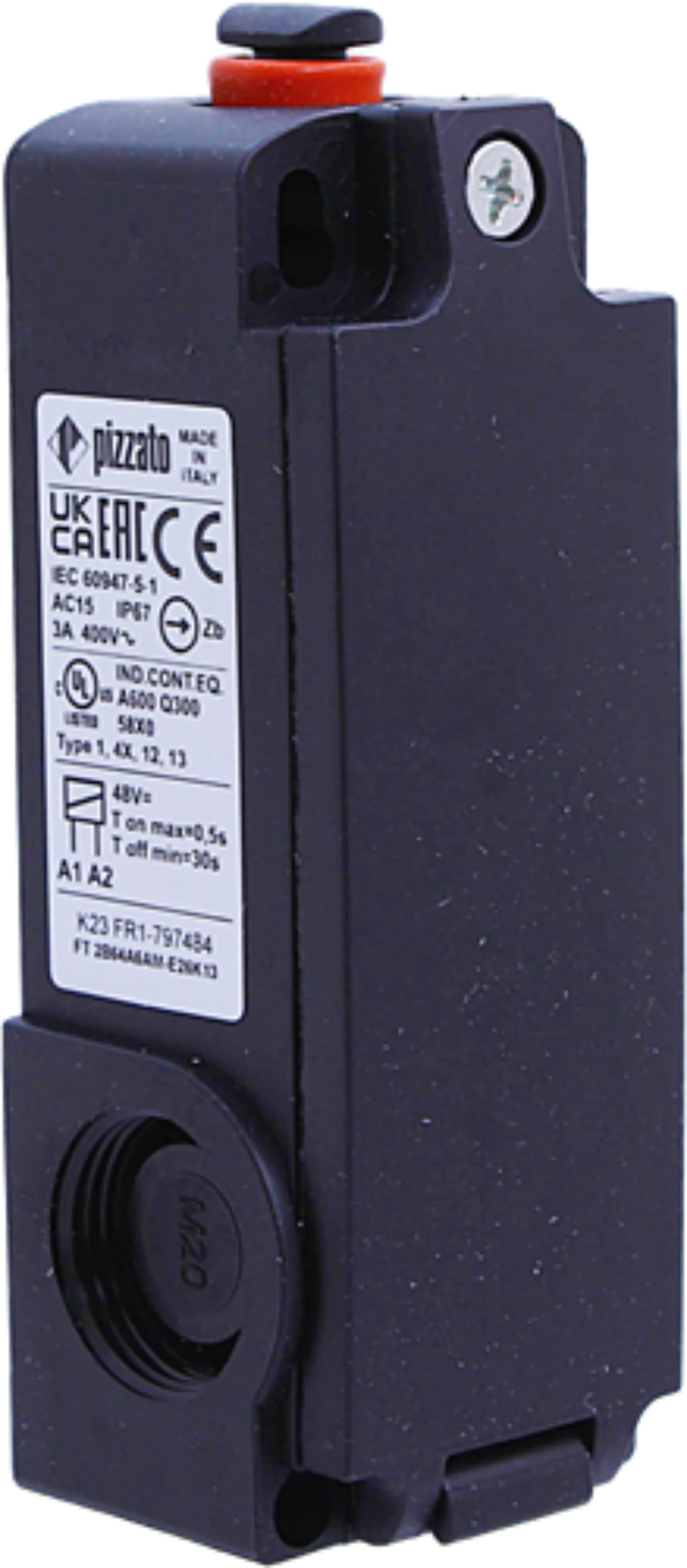 Switch w. remote reset magnet, Pizzato, 48VDC, 2NC-contacts